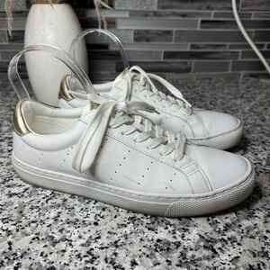 J. Crew | Women's Saturday Sneakers in Leather With Gold Detail Size 9